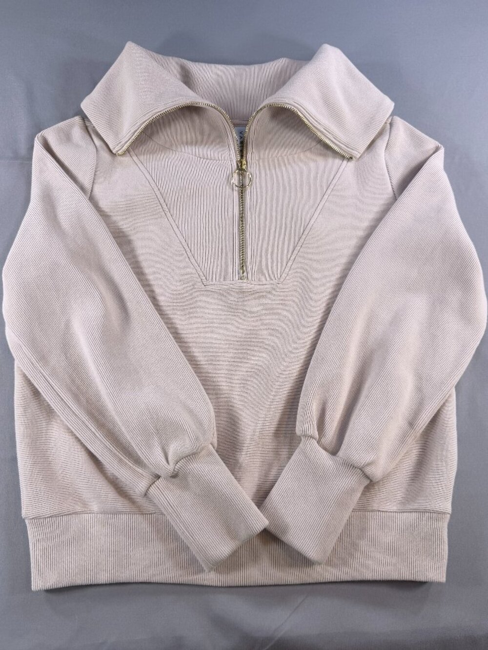 Varley Vine Half Zip Pullover Womens S Pale Blush Pink Ottoman Rib Athleisure